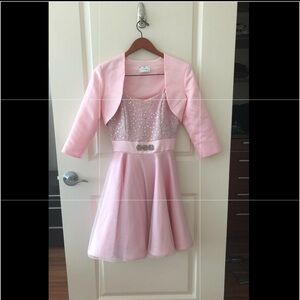 C. W. Design Pink Sweetheart Dress With Jacket